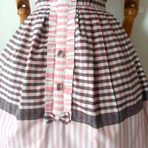 1950s 1960s - Adorable Grey & Pink Cotton Dress - W29 (74cm)