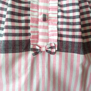 1950s 1960s - Adorable Grey & Pink Cotton Dress - W29 (74cm)