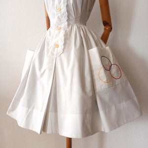 1950s 1960s - Rare & Adorable Italian Olympic Rings Dress - W26 (66cm)