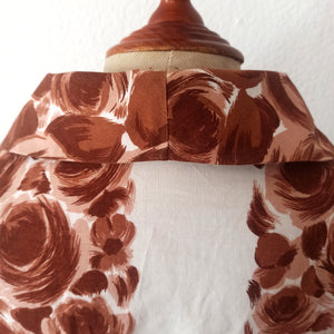 1950s - Stunning Brown Roseprint Cotton Dress - W29 (74cm)