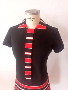 1960s - Cool Black & Red Mod Dress - W33 (84cm)
