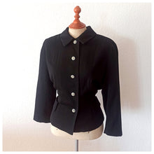 Carica l&#39;immagine nel visualizzatore di Gallery, 1950s -  Black Gabardine Wool Jacket - W30 (76cm)
