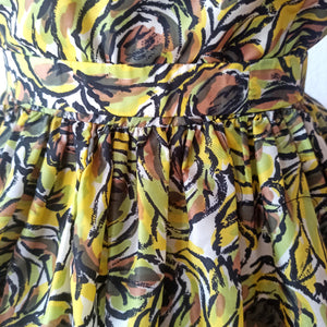 1950s 1960s - PARIS - Stunning Abstract Roseprint Dress - W24.5 (62cm)