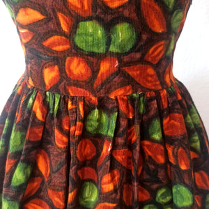 1960s - Stunning Colors Corduroy Dress - W26 (66cm)
