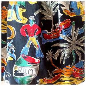 1950s - Stunning Rum & Sailors Novelty Print Skirt - W27 (68cm)