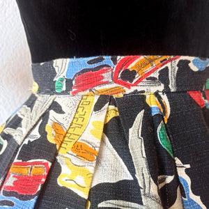 1950s - Stunning Rum & Sailors Novelty Print Skirt - W27 (68cm)