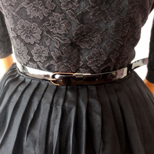 1950s - Stunning Solid Black Floral Organza Dress - W29 (74cm)