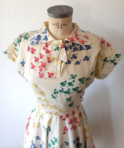 1940s - Absolutely Gorgeous Cotton British Dress - W25/26 (64/66cm)