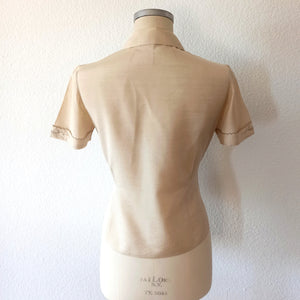 1940s - Exquisite Emboidery Sand Silk Blouse - W32 (82cm)