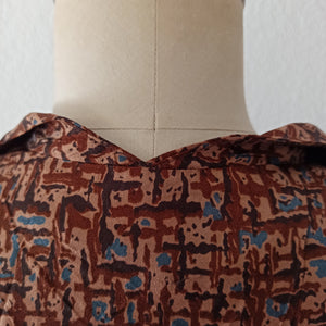 1940s 1950s - Gorgeous Brown Abstract Dress - W34 (86cm)