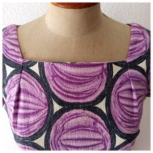 1950s - Broderna Magnusson, Sweden - Purple Abstract Dress - W27 (68cm)