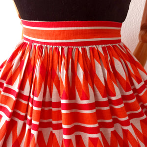 1950s - Stunning Orange Red Diamonds Skirt - W25/26 (66cm)