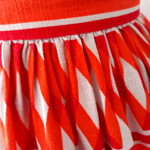 1950s - Stunning Orange Red Diamonds Skirt - W25/26 (66cm)