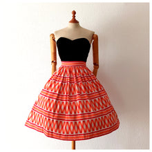 Load image into Gallery viewer, 1950s - Stunning Orange Red Diamonds Skirt - W25/26 (66cm)
