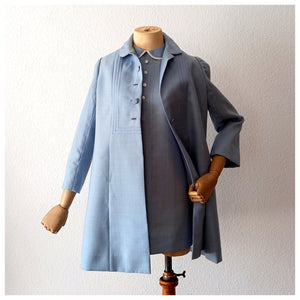 1960s - Adorable 2pc Peter Pan Collar Coat & Dress Set - W30 (76cm)