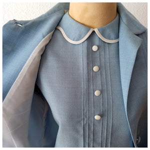 1960s - Adorable 2pc Peter Pan Collar Coat & Dress Set - W30 (76cm)