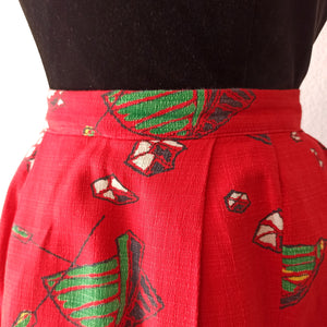 1950s - Stunning Boats Novelty Print Skirt - W28/29 (72/74cm)