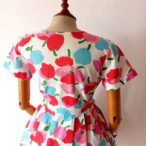 1950s - Adorable French Abstract Floral Dress - W31 (78cm)