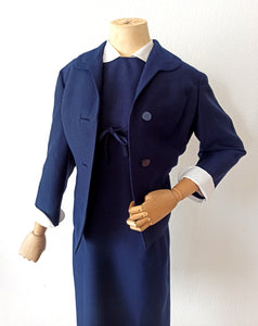 1960s - PARIS - Elegant 2pc Removable Collar Jacket & Dress Set - W30 (76cm)