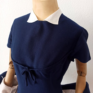 1960s - PARIS - Elegant 2pc Removable Collar Jacket & Dress Set - W30 (76cm)