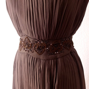 1960s - Exquisite Couture Pure Silk Beaded Dress - W27 (68cm)
