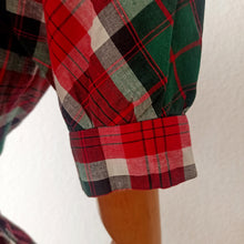 Load image into Gallery viewer, 1950s - Adorable French Puff Sleeves Tartan Cotton Dress - W27.5 (70cm)
