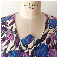 Cargar imagen en el visor de la galería, 1950s 1960s - Stunning Abstract Floral Dress - W29 (74cm)
