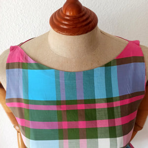 1950s - Adorable Colors Plaid Cotton Dress - W26 (66cm)