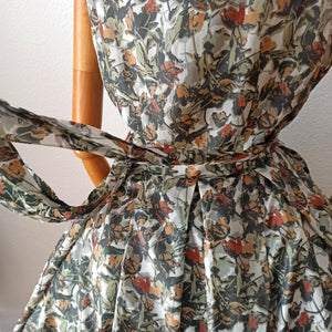 1950s - Fabulous Abstract Floral Satin Dress - W29 (74cm)