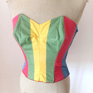 1950s - ESCORA - Fabulous Rainbow Cotton Bustier - W25 to 27 (64 to 70cm)