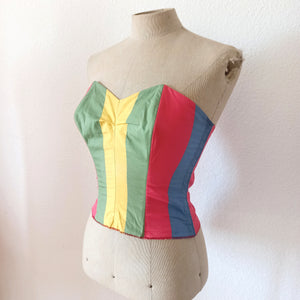 1950s - ESCORA - Fabulous Rainbow Cotton Bustier - W25 to 27 (64 to 70cm)