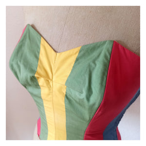 1950s - ESCORA - Fabulous Rainbow Cotton Bustier - W25 to 27 (64 to 70cm)