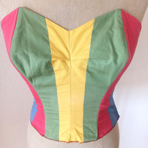 1950s - ESCORA - Fabulous Rainbow Cotton Bustier - W25 to 27 (64 to 70cm)