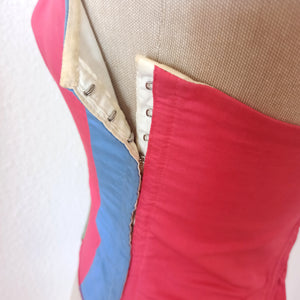 1950s - ESCORA - Fabulous Rainbow Cotton Bustier - W25 to 27 (64 to 70cm)