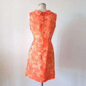 1960s - Relampago, Spain -  Orange Abstract Floral Dress - W33 (84cm)