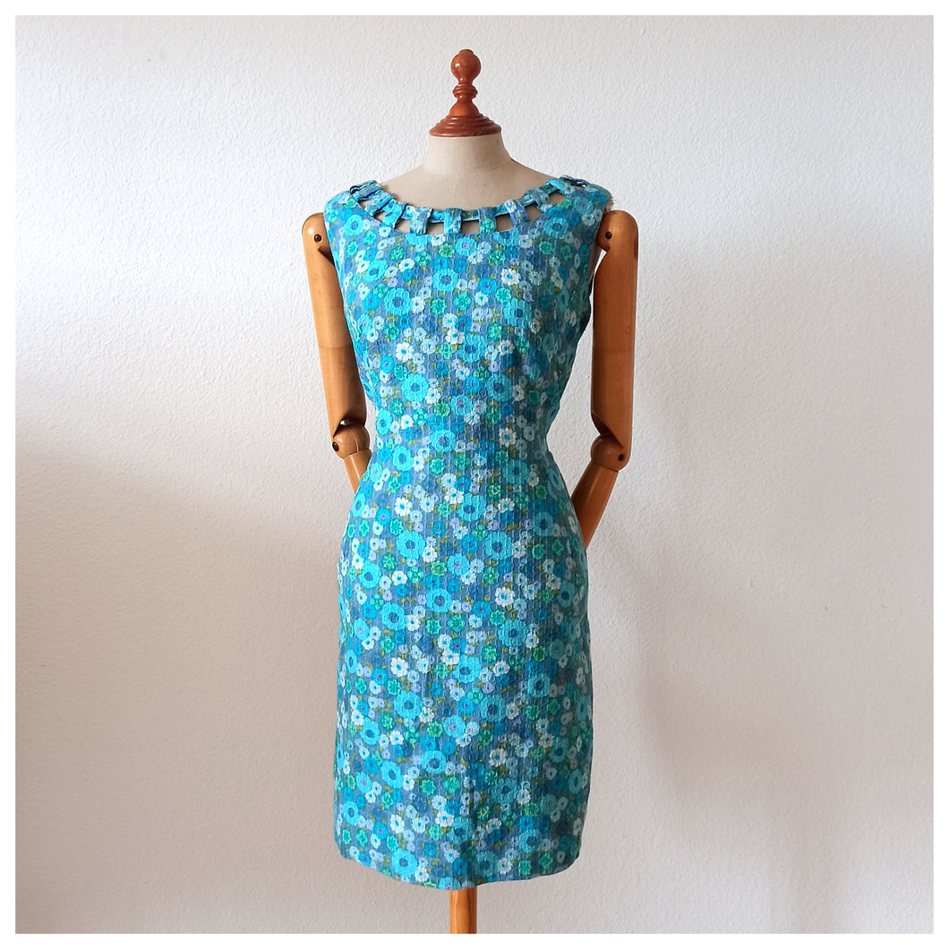 1960s - Adorable & Chic Floral Cotton Dress - W31.5 (80cm)