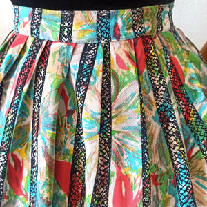 1950s - Stunning Abstract Floral Skirt - W24 (60cm)