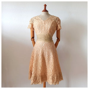 1950s - Norman Originals, USA - Exquisite Cotton Lace Dress - W27 (68cm)