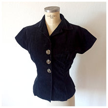 Charger l&#39;image dans la galerie, 1950s - MANFRY, France - Solid Black Corduroy Top - W30 (76cm)
