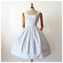 Load image into Gallery viewer, 1950s - Adorable Iconic Blue Dots Cotton Dress - W28 (72cm)
