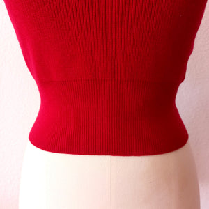 1950s - Stunning Zipper Back JD Red Wool Top - Size S/M