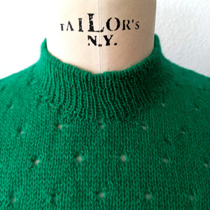 1950s - Precious Green Hand Knitted Top - Size S/M