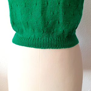 1950s - Precious Green Hand Knitted Top - Size S/M