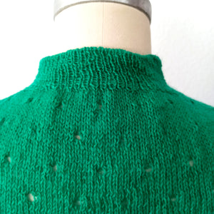 1950s - Precious Green Hand Knitted Top - Size S/M