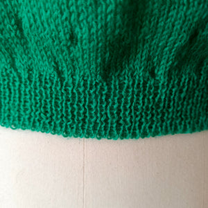 1950s - Precious Green Hand Knitted Top - Size S/M