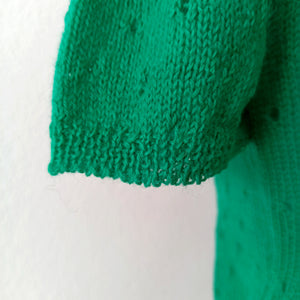 1950s - Precious Green Hand Knitted Top - Size S/M