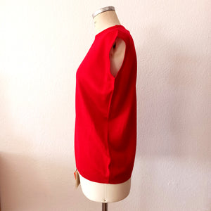 1960s - Deadstock - SPLAY, Spain - Red Knit Top - Size L/XL