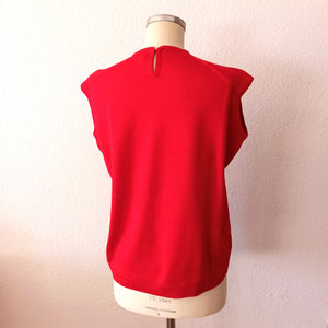 1960s - Deadstock - SPLAY, Spain - Red Knit Top - Size L/XL