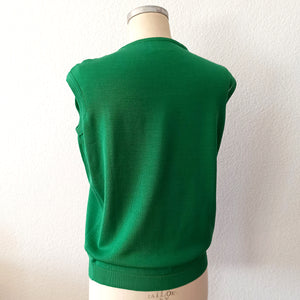 1960s - Deadstock - RECODER, Spain - Green Knit Top - Size Large