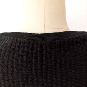 1950s - Deadstock - CASADELLA, Spain - Black Knit Top - Size S/M